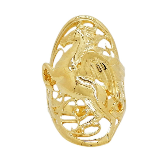 18K Yellow Gold Horse Statement Ring