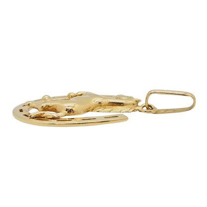 18K Yellow Gold Horse & Horseshoe Pendant
