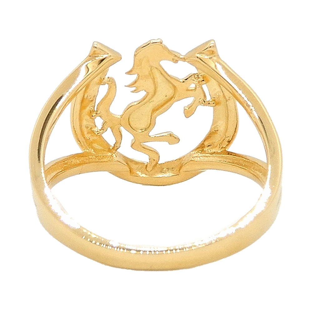 18K Yellow Gold Horse & Horseshoe Ring