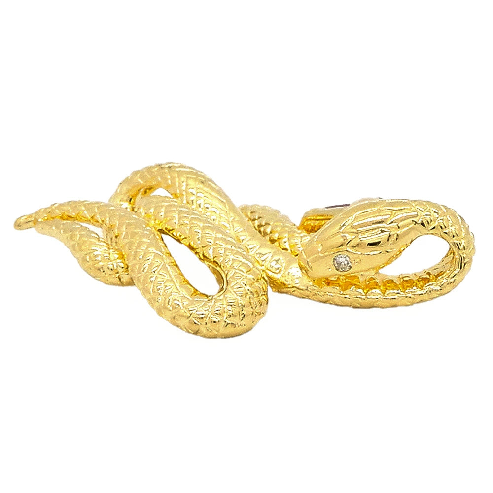 18K Yellow Gold Ruby Snake Pendant