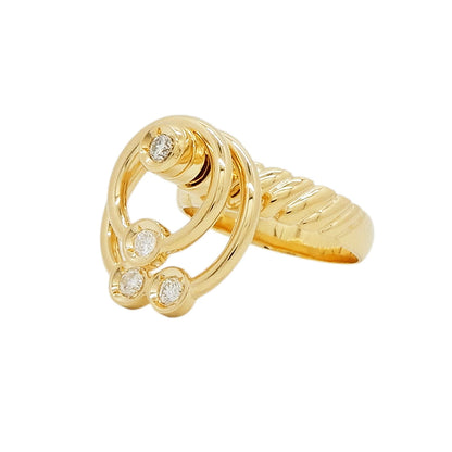 18K Yellow Gold Diamond 0.27ct Interlocking Swirl Ring