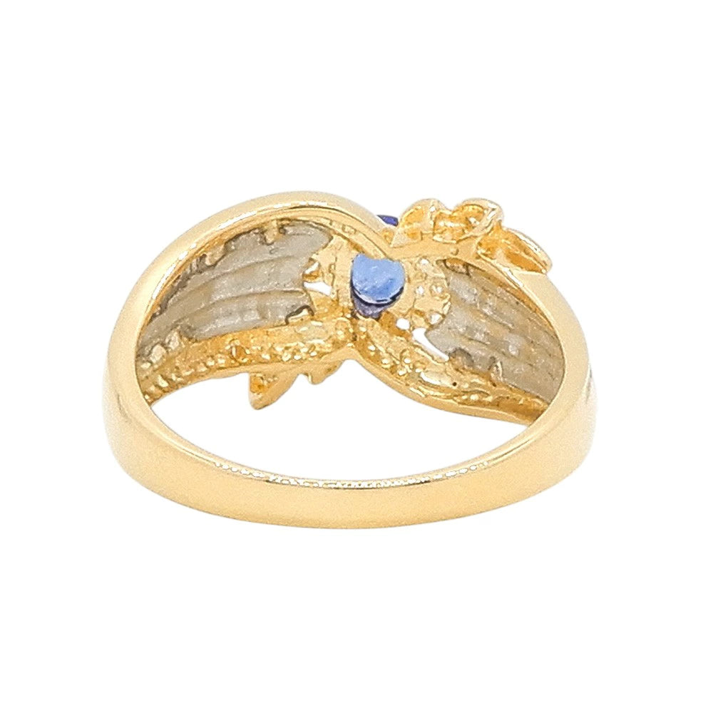 18K Yellow Gold & Platinum 900 Sapphire 0.25ct Diamond 0.08ct Butterfly Ring