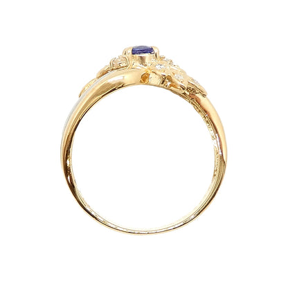 18K Yellow Gold & Platinum 900 Sapphire 0.25ct Diamond 0.08ct Butterfly Ring