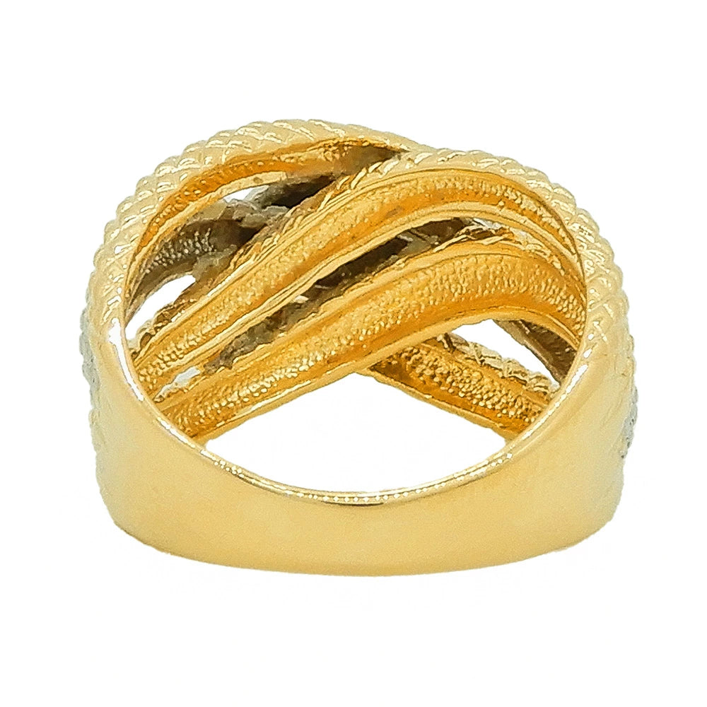 18K Yellow Gold & Platinum 900 Diamond Snake Ring - Back view