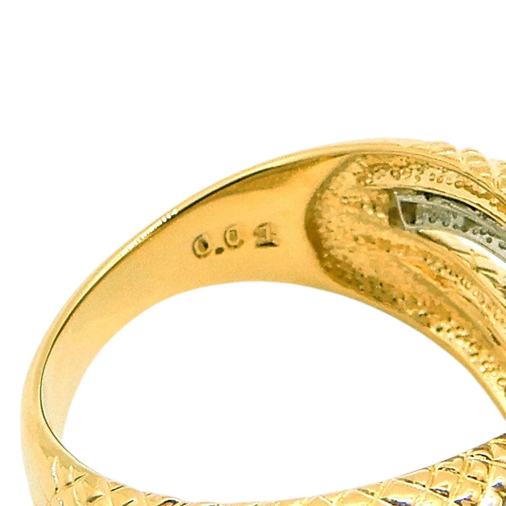 18K Yellow Gold & Platinum 900 Diamond Snake Ring - Opposite side view