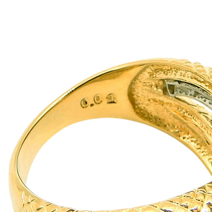 18K Yellow Gold & Platinum 900 Diamond Snake Ring - Opposite side view