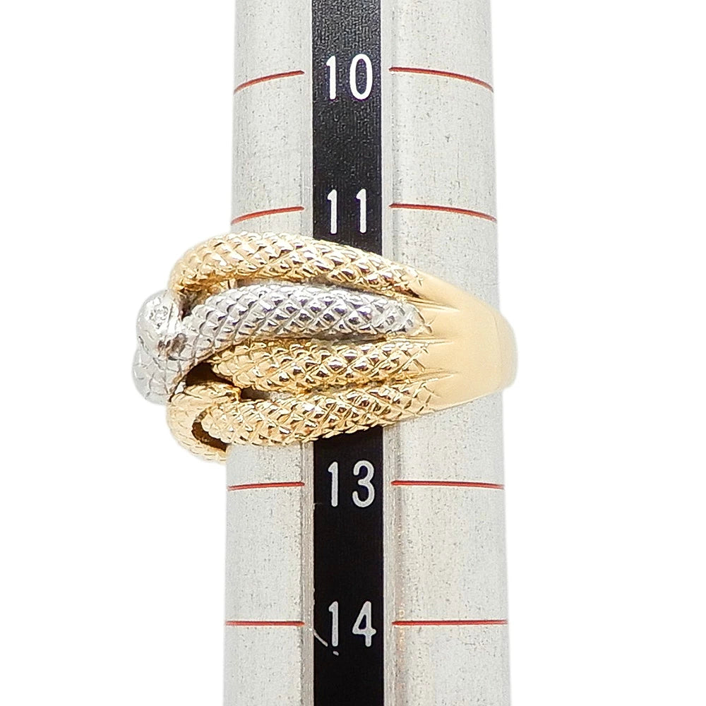 18K Yellow Gold & Platinum 900 Diamond Snake Ring - Additional view