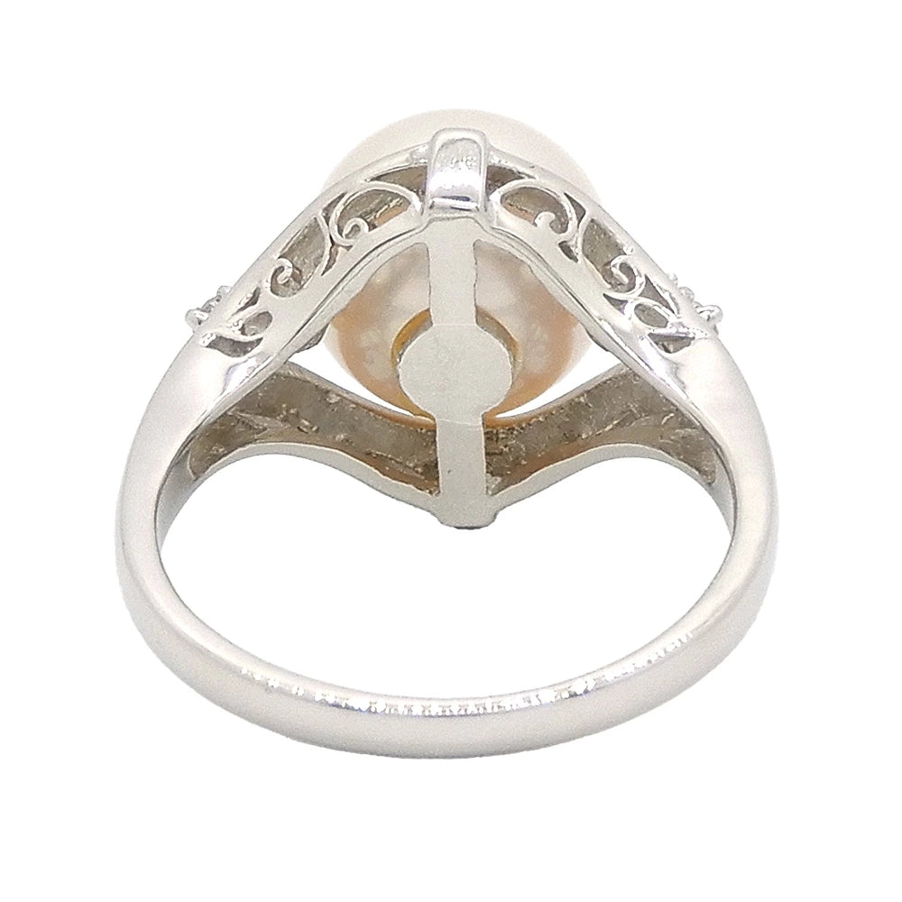 Platinum 900 Pearl 9.7mm Diamond Ring