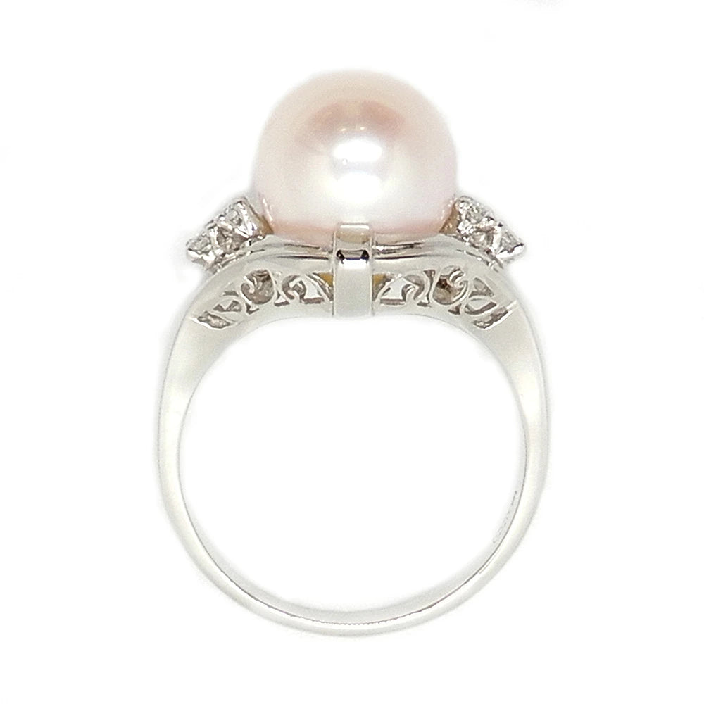 Platinum 900 Pearl 9.7mm Diamond Ring