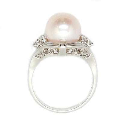 Platinum 900 Pearl 9.7mm Diamond Ring