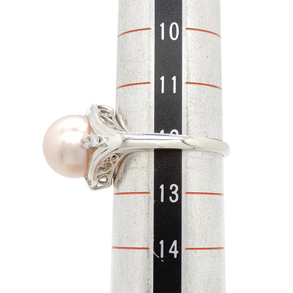 Platinum 900 Pearl 9.7mm Diamond Ring