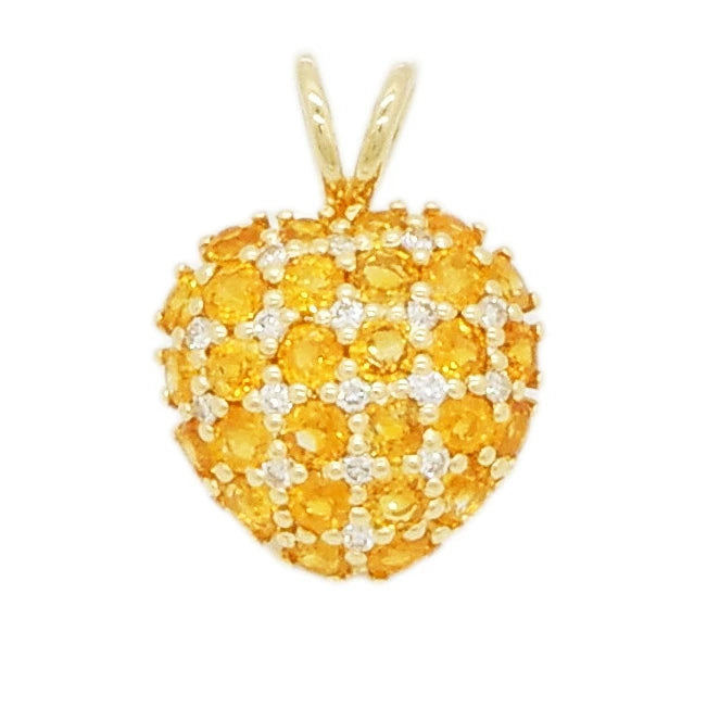 18K Yellow Gold Citrine 2.95ct Diamond 0.20ct Heart Pendant