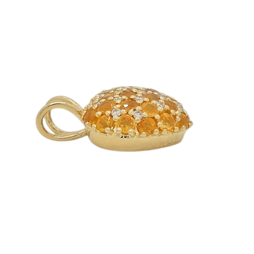 18K Yellow Gold Citrine 2.95ct Diamond 0.20ct Heart Pendant