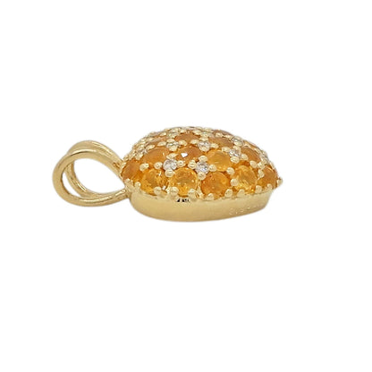 18K Yellow Gold Citrine 2.95ct Diamond 0.20ct Heart Pendant