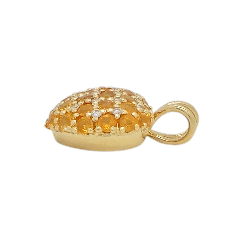 18K Yellow Gold Citrine 2.95ct Diamond 0.20ct Heart Pendant