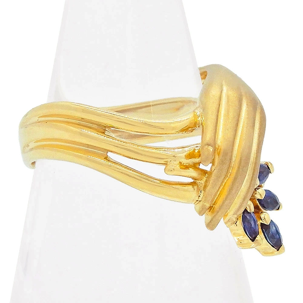 18K Yellow Gold Sapphire Cluster Hand Motif Ring
