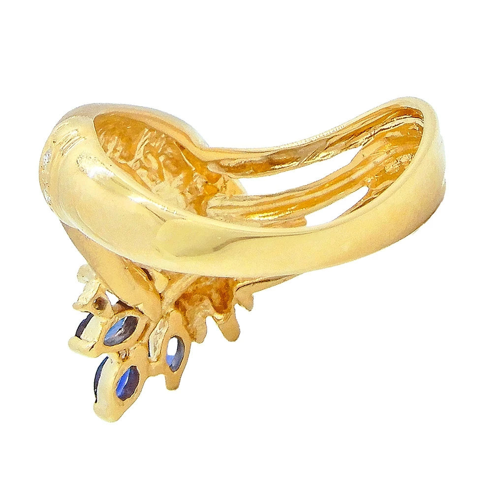 18K Yellow Gold Sapphire Cluster Hand Motif Ring