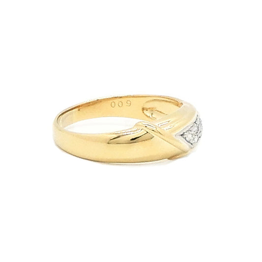 18K Yellow Gold & Platinum 900 Diamond 0.09ct Ring