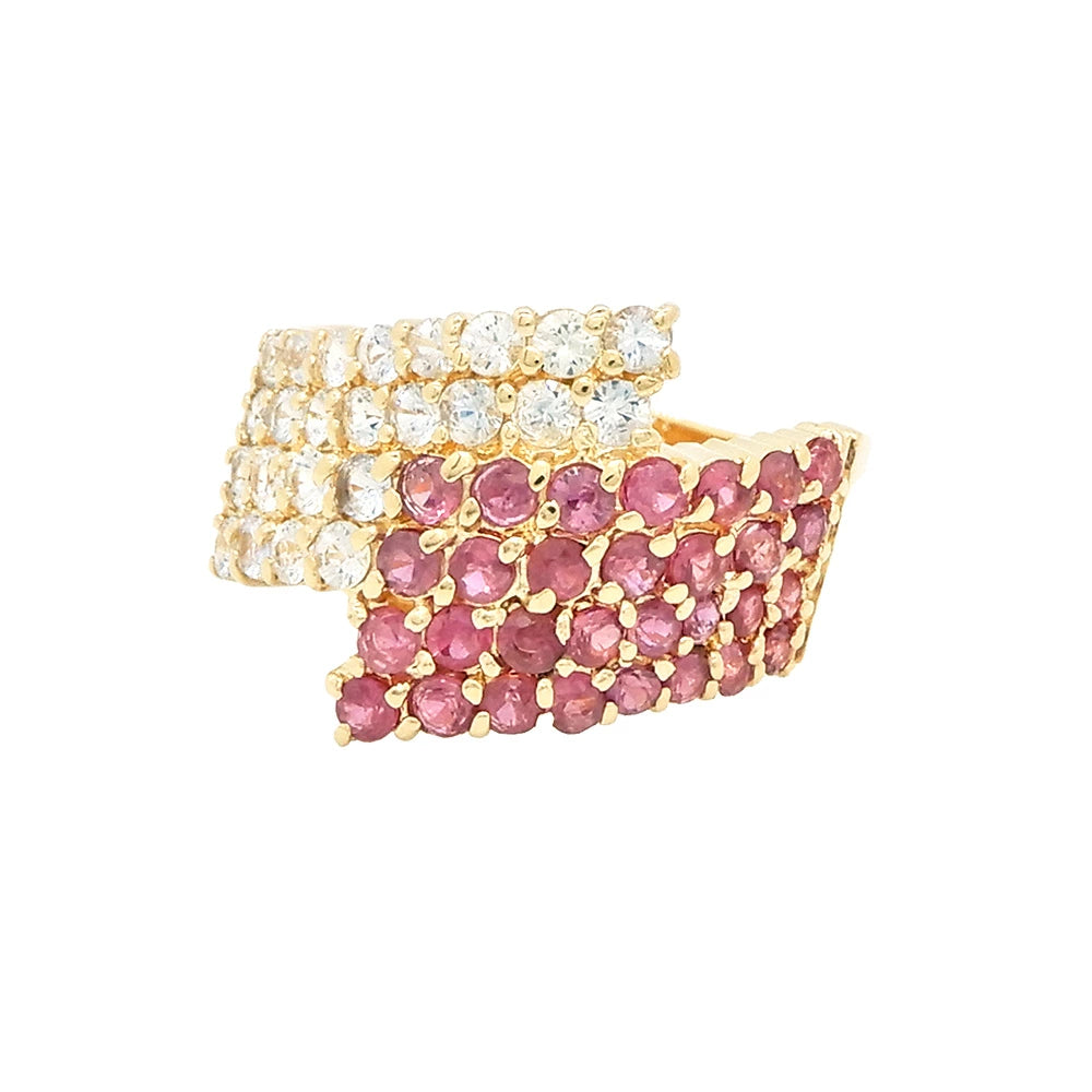18K Yellow Gold Ruby & White Sapphire Ring