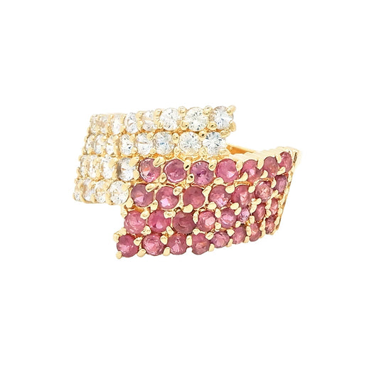 18K Yellow Gold Ruby & White Sapphire Ring