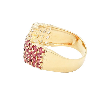 18K Yellow Gold Ruby & White Sapphire Ring