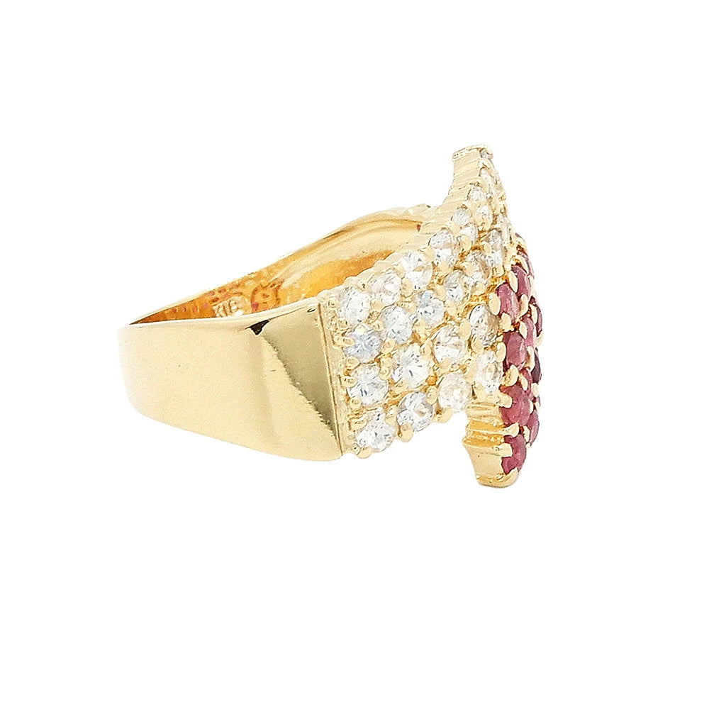 18K Yellow Gold Ruby & White Sapphire Ring