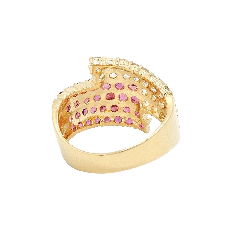 18K Yellow Gold Ruby & White Sapphire Ring
