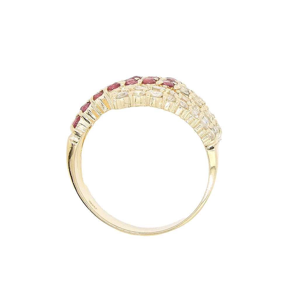 18K Yellow Gold Ruby & White Sapphire Ring