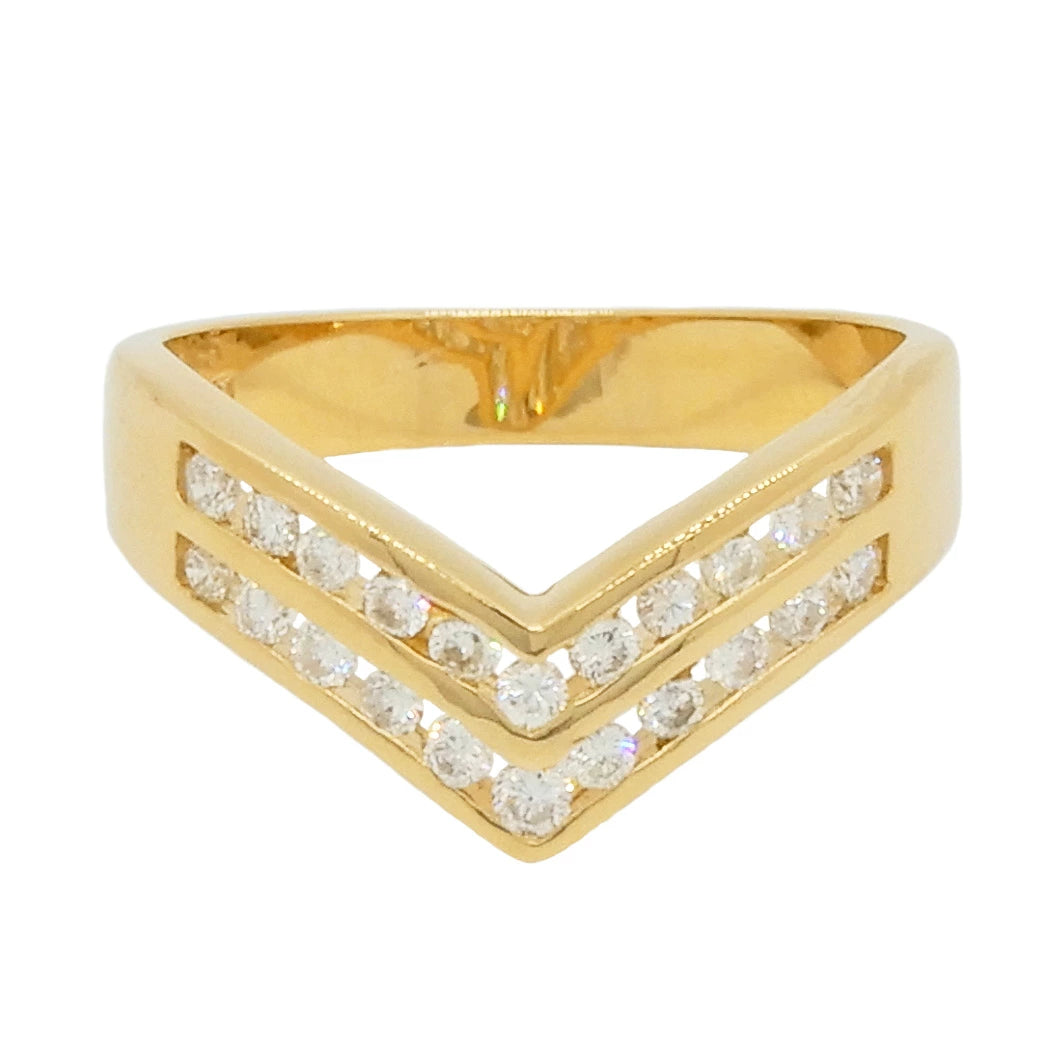 18K Yellow Gold Diamond 0.35ct Double Chevron Ring