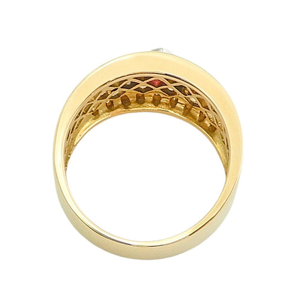 18K Yellow Gold Ruby 0.38ct Diamond 0.17ct Lattice Ring