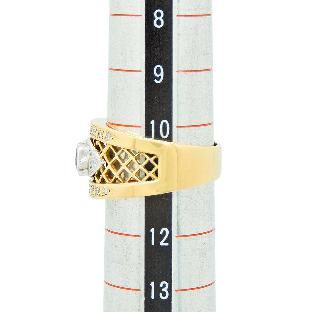 18K Yellow Gold Ruby 0.38ct Diamond 0.17ct Lattice Ring
