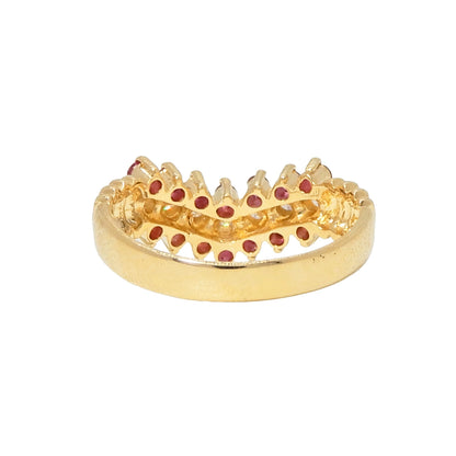 18K Yellow Gold Ruby 0.42ct Diamond 0.14ct Chevron Ring