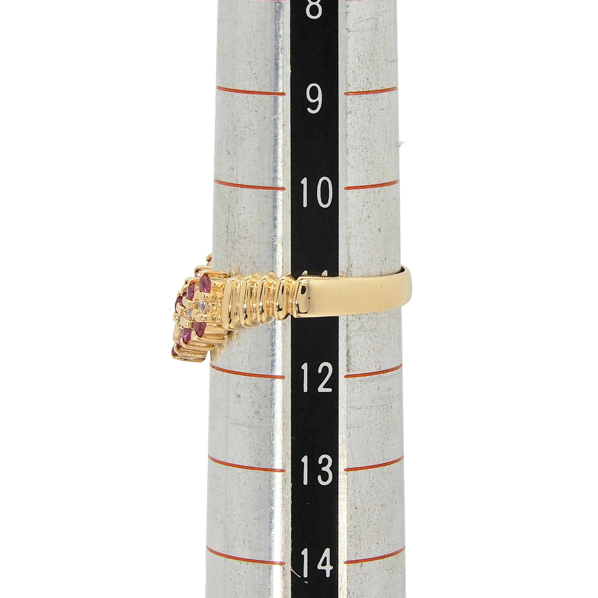 18K Yellow Gold Ruby 0.42ct Diamond 0.14ct Chevron Ring
