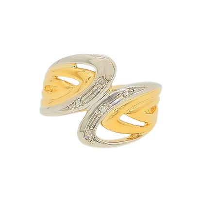 18K Yellow Gold & Platinum 900 Diamond 0.03ct Swirl Ring