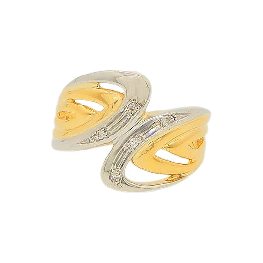 18K Yellow Gold & Platinum 900 Diamond 0.03ct Swirl Ring