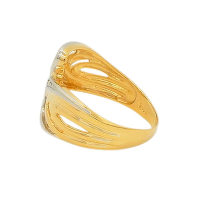 18K Yellow Gold & Platinum 900 Diamond 0.03ct Swirl Ring