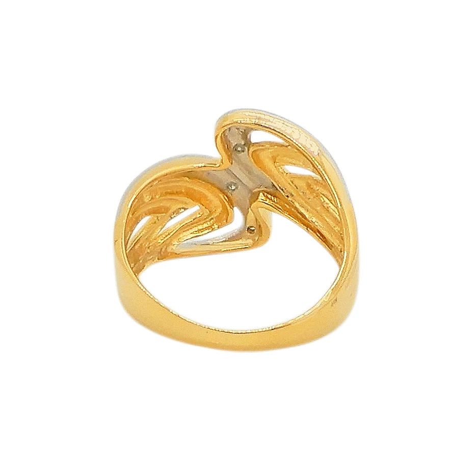 18K Yellow Gold & Platinum 900 Diamond 0.03ct Swirl Ring