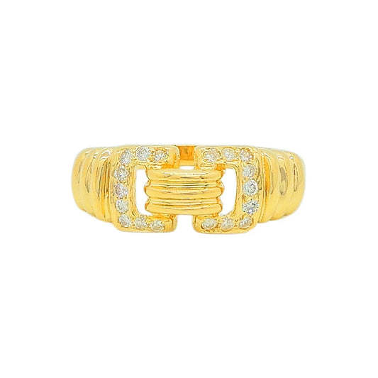 18K Yellow Gold Diamond 0.14ct Buckle Link Ring