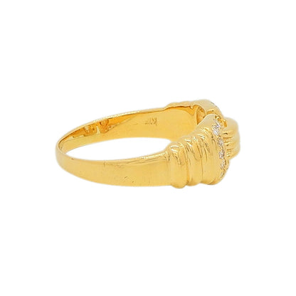 18K Yellow Gold Diamond 0.14ct Buckle Link Ring