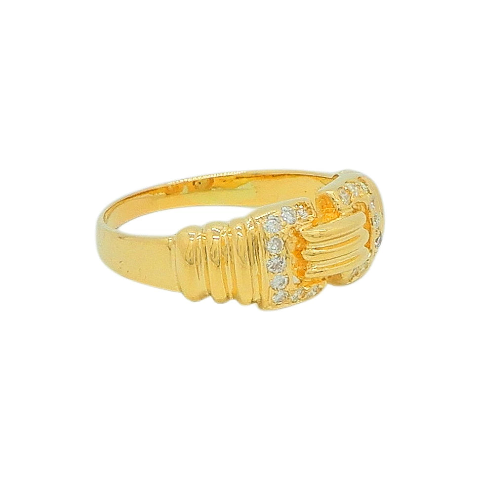 18K Yellow Gold Diamond 0.14ct Buckle Link Ring