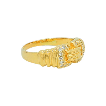 18K Yellow Gold Diamond 0.14ct Buckle Link Ring