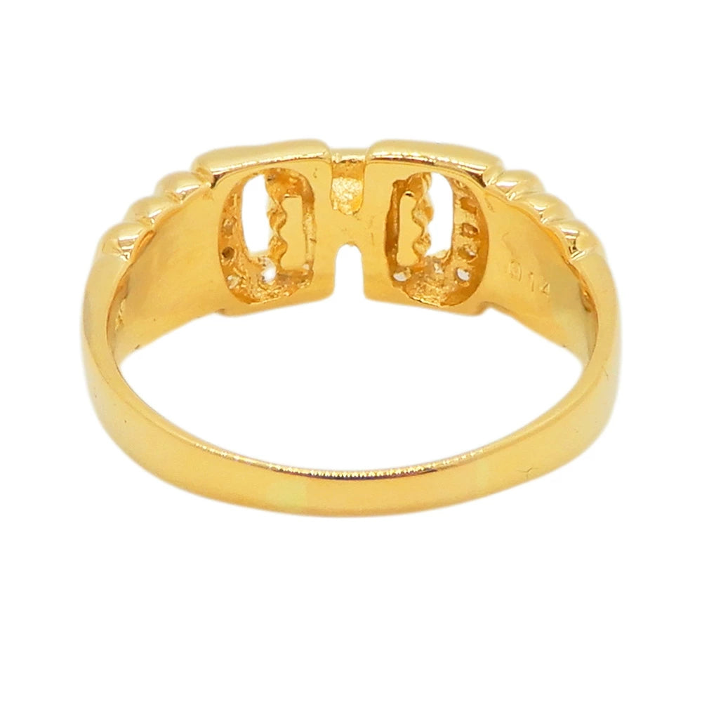 18K Yellow Gold Diamond 0.14ct Buckle Link Ring