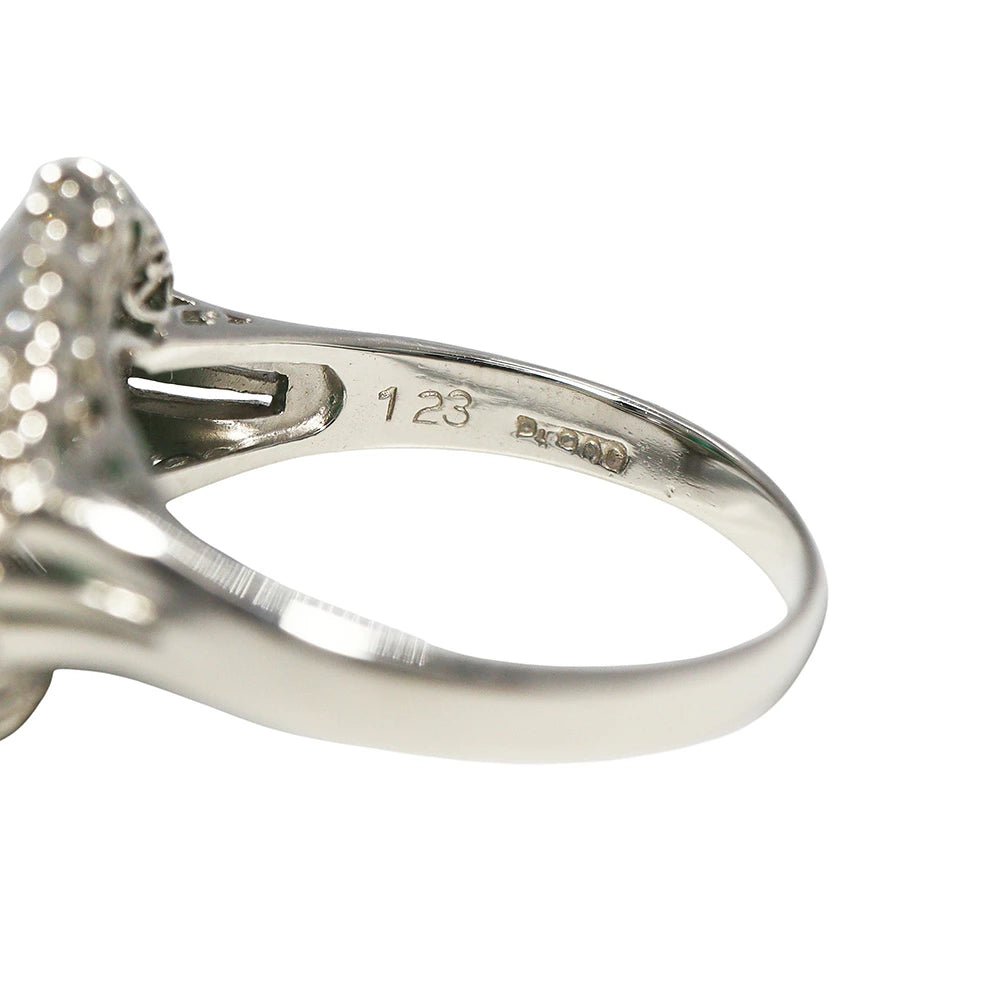 Platinum 900 Emerald 1.23ct Diamond 1.06ct Ballerina Ring
