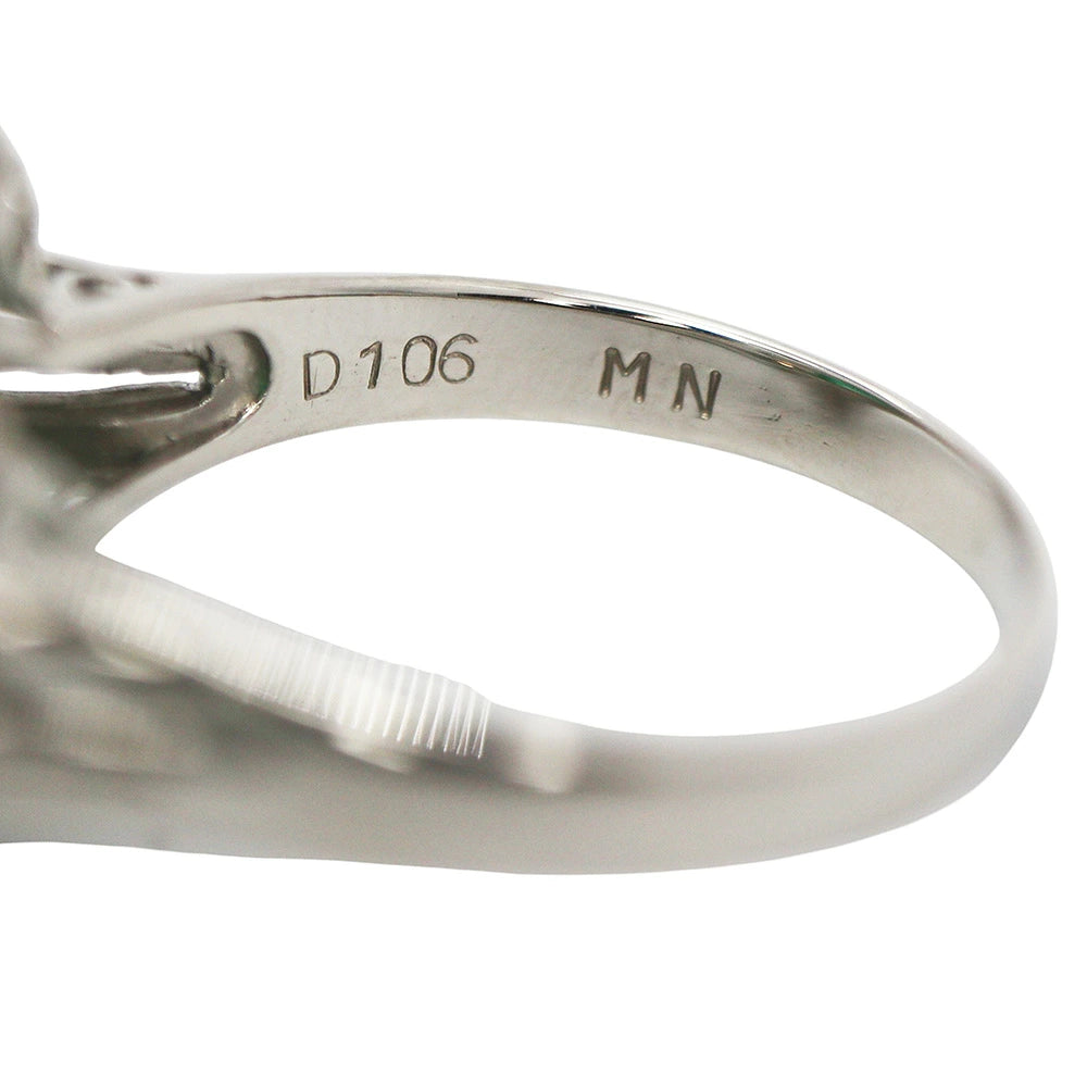 Platinum 900 Emerald 1.23ct Diamond 1.06ct Ballerina Ring