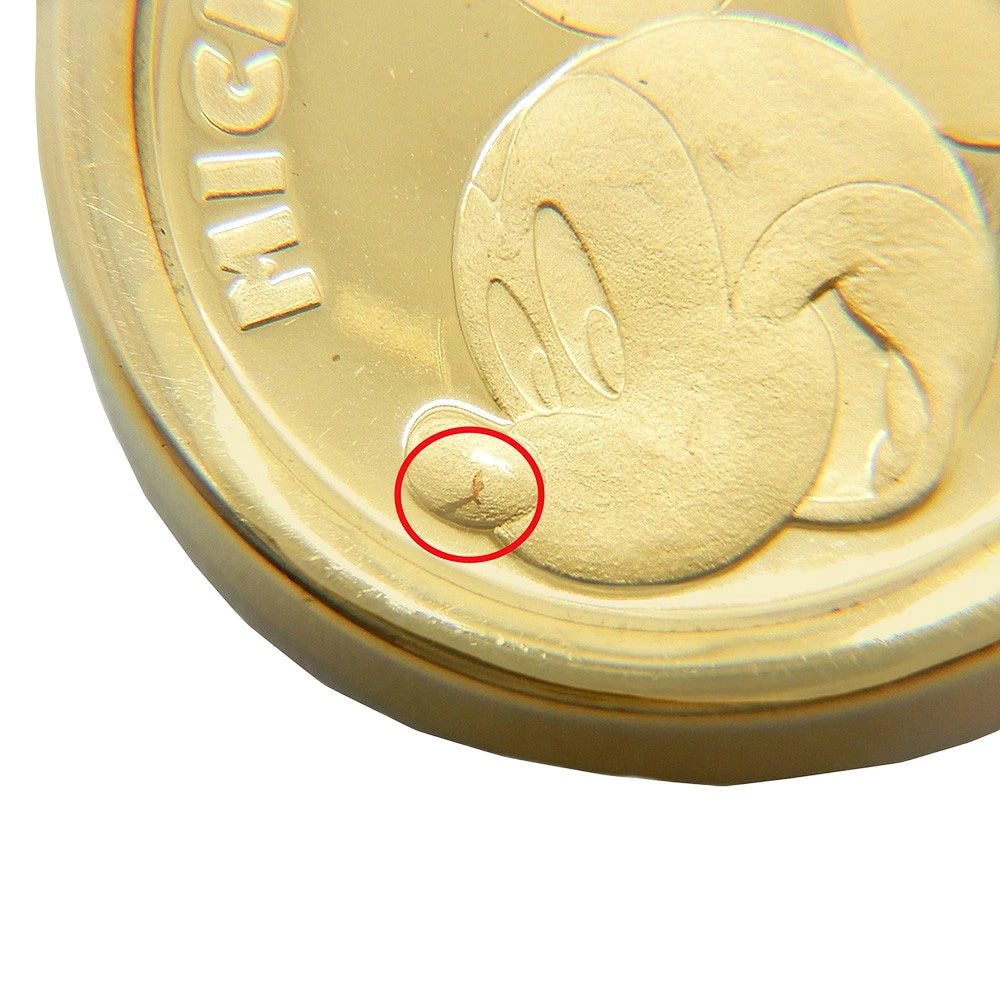 24K Gold Mickey Mouse 1/25oz Fine Gold Coin Pendant with 18K Yellow Gold Diamond Bail