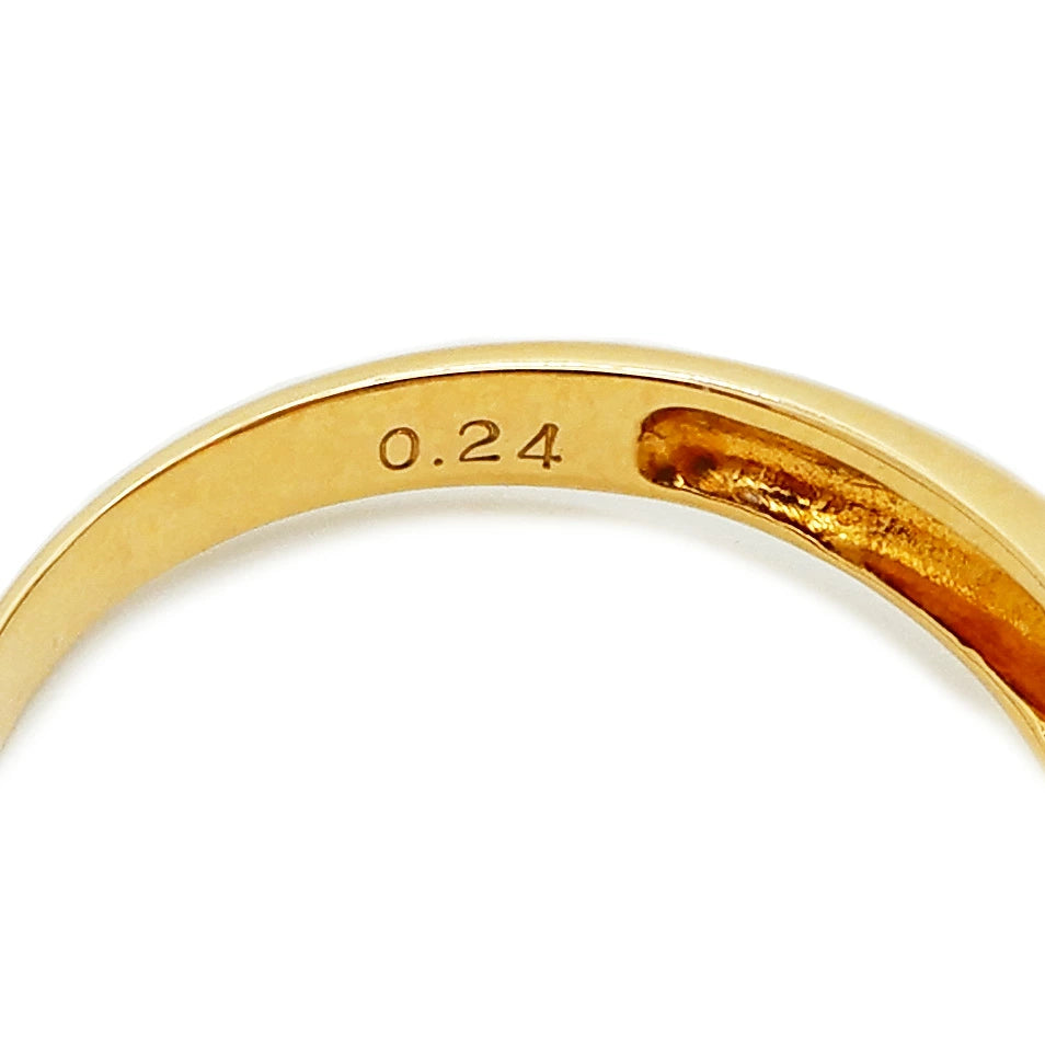 18K Yellow Gold Ruby 0.24ct Diamond 0.16ct Ribbon Bow Ring