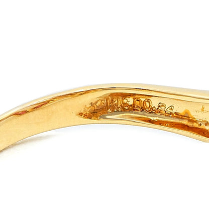 18K Yellow Gold Ruby 0.40ct Diamond 0.24ct Interlocking Double Heart Ribbon Ring