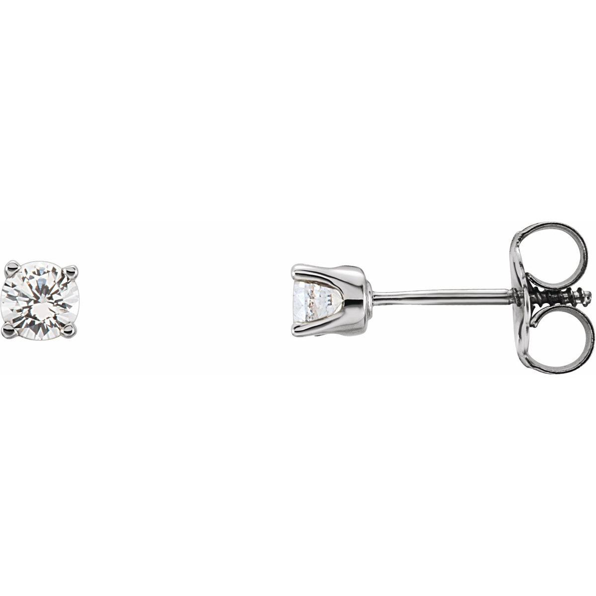 Natural Diamond Round 4-Prong Youth Birthstone Stud Earrings