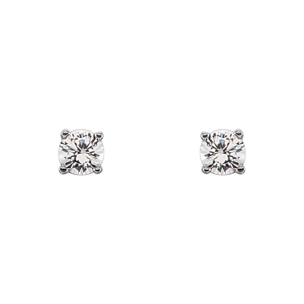 Natural Diamond Round 4-Prong Youth Birthstone Stud Earrings