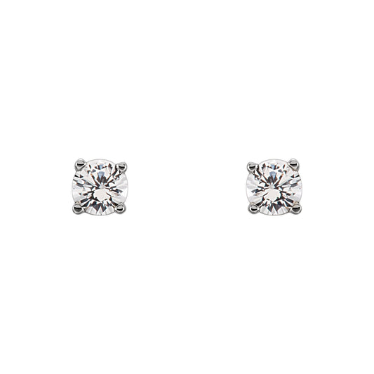 Natural Diamond Round 4-Prong Youth Birthstone Stud Earrings